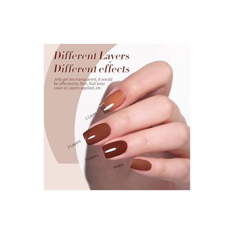 Born Pretty U V Nagellack Transparentes Milch-Gelee Nude Braun Burgund