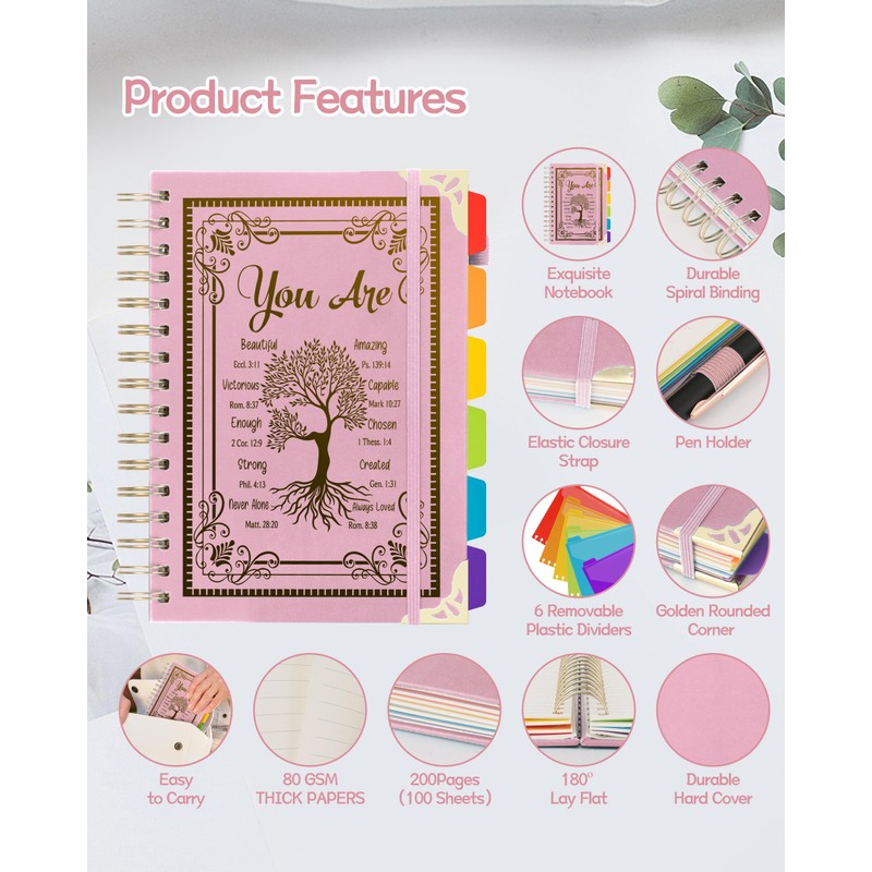BNMBQKL Hardcover Spiral Notebook Journal with 6 Subject College Ruled