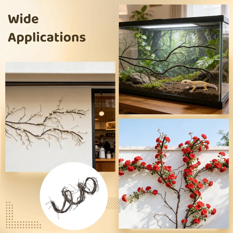 9.8 Ft Brown Artificial Grapevine Garland, Small Faux Tree Trunk