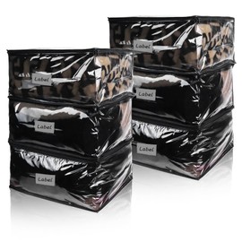 Heonay Clear Zippered Storage Bags Plastic Sweater Storage Bags with Zipper 6 Packs Clothing Organizer for Blankets Linen Sweater Bed Sheet Quilt Clothes Pillow (18 x 15 x 9 Inch, Black)