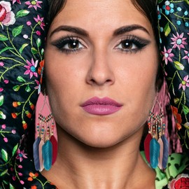 Feather Earrings for Women Girls Long Tassel Feather Dangle Earrings Vintage Multicolor Boho Beaded Tassel Earrings Jewelry Gifts (colourful)