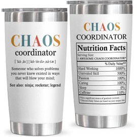 Thank You Gifts for Women - Chaos Coordinator Insulated Coffee Tumbler with Lid 20 Oz - Teacher Appreciation Thank You Birthday Gifts for Women Friends Coworkers Boss Employee