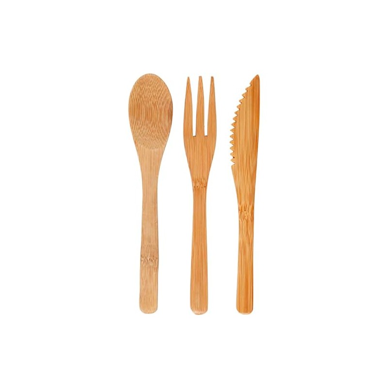 Creativ Company Bambus-Besteck-Set 3tlg. Bambuslöffel Bambusgabel Bambusmesser wie Holzbesteck
