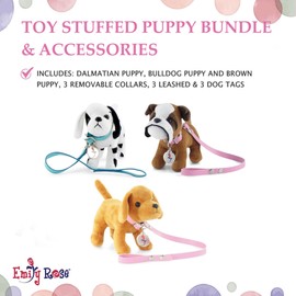 Emily Rose Pets Toy Puppy Bundle for Kids, Brown Toy Dog, Dalmatian, Bulldog with Accessories - Little Girl Boy Toys, Playset for 3+ Year Old Girls Boys, Gifts for 3+ Year Old Child, Toys Age 4-5