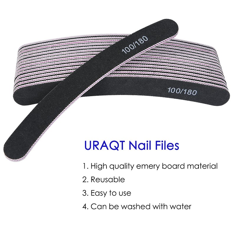 URAQT 15PCS Nail Files, Professional Nail File Double Sided Set,