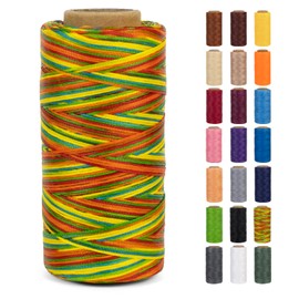LEREATI 0.8mm Waxed Thread for Leather Sewing 284 Yards 150D Flat Wax String Sewing Thread, Waxed Cord for Bracelet Making, Bookbinding, Shoe Repairing, Leather Projects, DIY Crafts (Colorful)