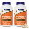Now Bromelain 500 mg, 200 Veg Capsules (Pack of 2) Supplement - Non-GMO, Vegan 500mg Caps