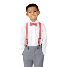 Spring Notion Boys' Suspenders and Solid Color Bowtie Set Coral Small