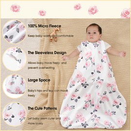 PHF 3 Pack Soft Micro-Fleece Baby Sleep Sack, 18-24 Months Warm Baby Wearable Blanket, 2-Way Zipper Sleeping Bags, Comfy Toddler Sleeping Sack for Baby Girls, X-Large Size, Floral