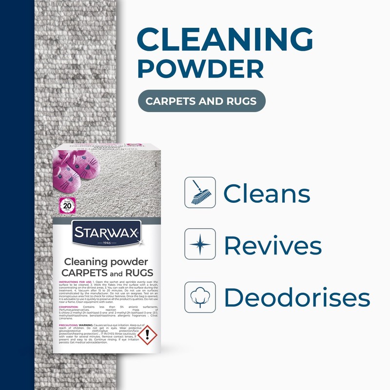 STARWAX - Dry-Cleaning Flakes for Carpets and Rugs - Clean