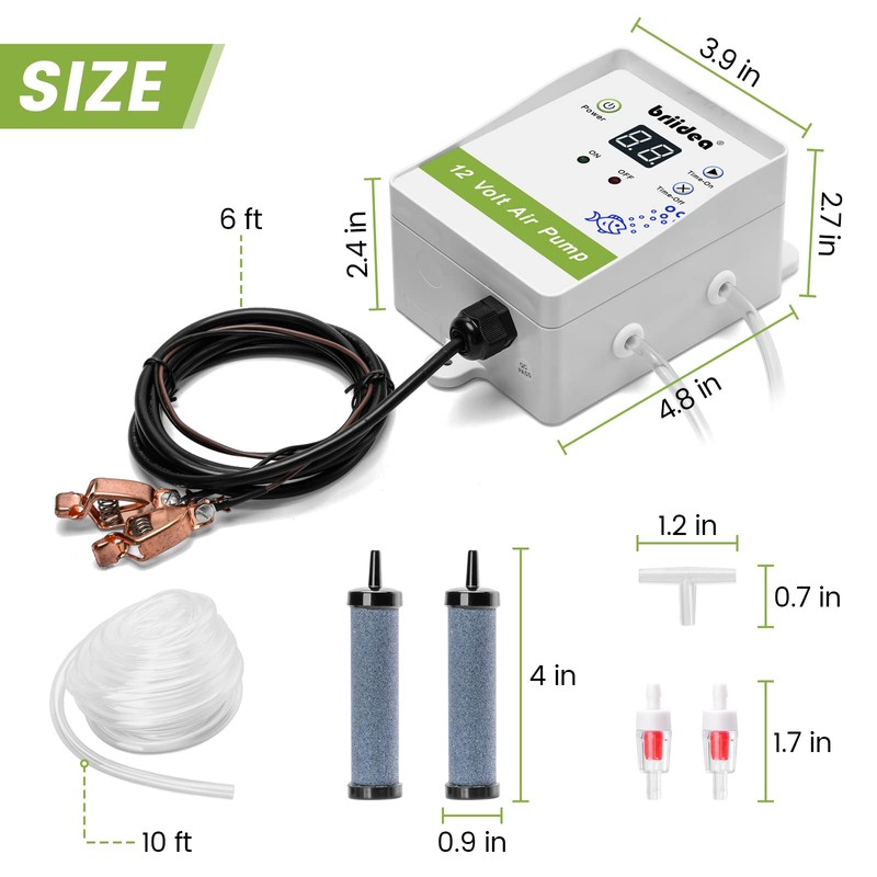Aerator for Bait Bucket, Briidea 12 Volt Livewell Aerator Pump