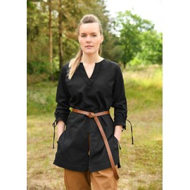 Battle-Merchant - Medieval Tunic Ylva for Women, Fitted Early Medieval Shirt, Shield Maid Outfit, LARP, Viking, Pirate, Costume, black, L