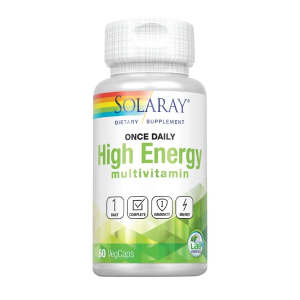 Solaray Once Daily High Energy Multivitamin | Supports Immunity & Energy | Whole Food Base Ingredients | Mens and Womens Multi Vitamin (60 CT)