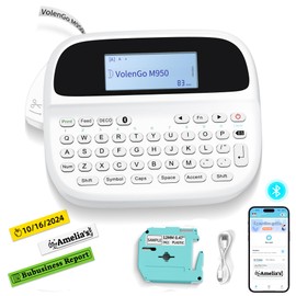 VolenGo M950 Label Maker, Rechargeable Backlit Labeler Machine with Tapes 12mm 0.47 White for Office Home School, Bluetooth Handheld Label Printer Replacement for Brother Ptouch Label Maker Machine