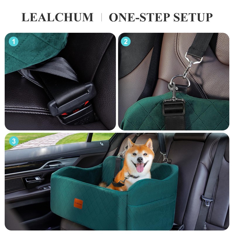 Lealchum Dog Car Seat for Medium/Large Dogs,2 Clip-On Safety Leashs