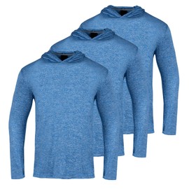 3 Pack Men's Sun Protection Hoodie UPF 30+ Long Sleeve Rash Guard Tee Moisture Wicking Pullover T-Shirts(Royal Blue L)