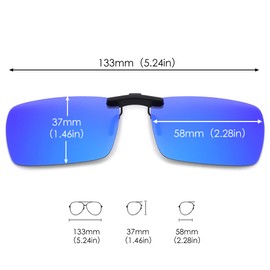 JM Rimless Rectangle Clip on Sunglasses Lightweight Polarized Eyeglasses Men Women (Mirror Blue)