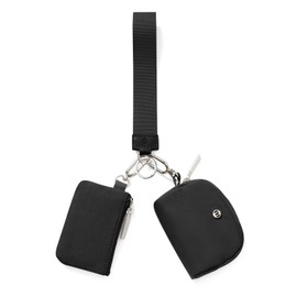 Keychain Wallet Mini Zip Around Wristlet Wallets for Women Detachable Dual Pouch Wristlet Portable Coin Purse Small Wallets