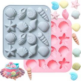 Oskrieel Ocean-Themed Chocolate Mold Set - Food-Grade Silicone Baking Molds with Shell, Starfish, Seashell Beach Life Phrases, Reusable for Under the Sea Cakes, Cupcakes & Party Treats - 2 Pack