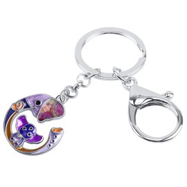 Enamel Alloy Cute Elephant Keychain Mothers Day Charms Novelty Gifts for Women Girls Bag Wallet, Purple