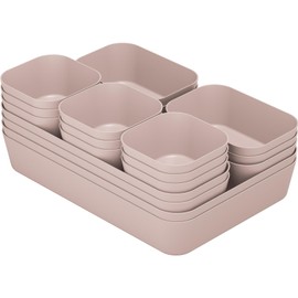 Drawer Organiser, 18 Pieces, 4 Sizes, Orgenizer Boxes, Dressing Table Organiser, Drawer Organiser System, Non-Slip for Makeup, Desk, Bathroom, Bathroom and Kitchen