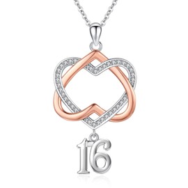 Twoowl 16th Birthday Gifts/Sweet 16 Gifts for Girls Daughter 925 Sterling Silver 16th Birthday Necklace for Women Girlfriend Sister Mothers Day Christmas Anniversary Jewellery