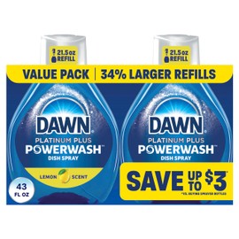 Dawn Dawn Powerwash Lemon Dish Spray, Liquid Dish Soap 2 Refills, 43 Fl Oz