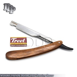DDP Wooden Handle Barber Hair Shaving Razor Straight Folding Knife BTS-191