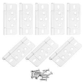 sourcing map 8Pcs 3x1.4 Inch Door Hinges Non-Mortise No Noise Bifold Door Hinges Plating for Cabinet Furniture Window Wardrobe with Screw, White