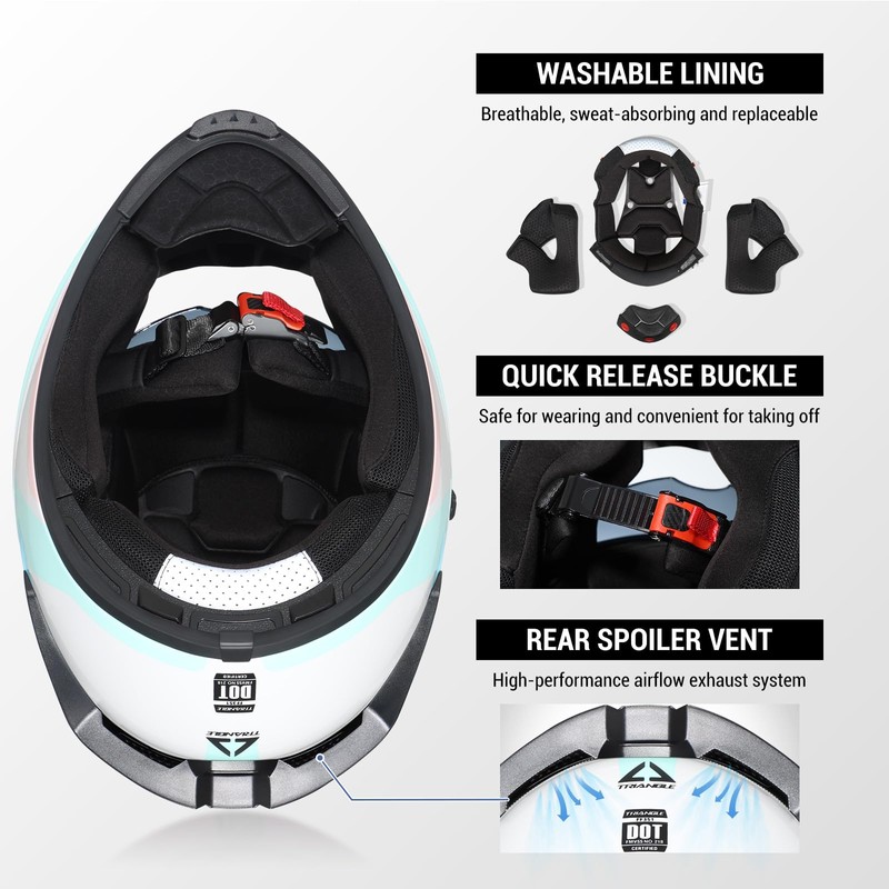 TRIANGLE Motorcycle Helmets Full face Helmet for Adults Men and