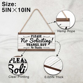 No Soliciting Sign For Front Door, Do Not Knock or Ring Doorbell Wooden Sign, Baby Room Nursery House Bedroom Rustic Hanging Sign, House Warming Gift, Set of 1 Wooden Sign with Rope -A10