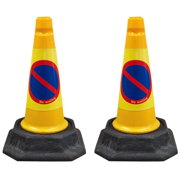 Street Solutions - 2 x No Waiting Road Traffic Cones 18" (460mm) Self Weighted Safety Cone - 100% Recycled PVC, Heavy Duty, Strong and Durable…