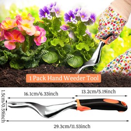 Hillylolly Garden Weeder 29 cm, Hand Weeder Garden, Weeding Tool, Root Cutter, Weeder Dandelion, Root Weeder, Weeder for Deep Roots (Orange)