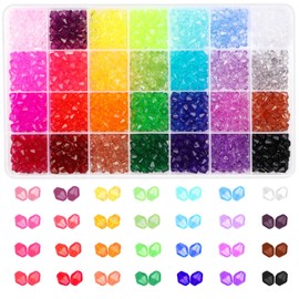 Paxcoo 1120Pcs Crystal Beads for Jewelry Making, Crystal Acrylic Beads Faceted Jewelry Beads Bicone Gem Beads Jewel for Jewelry Making (8 MM)