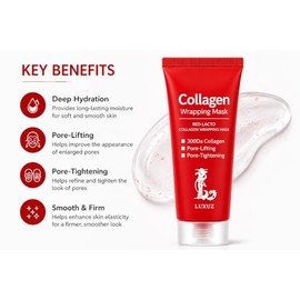 Luxuz - Máscara facial de colágeno que envuelve la piel, mascarilla facial hidratante con colágeno y ácido hialurónico, cuidado de la piel hidratante,