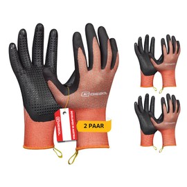 Gebol Clivia, 2 Paar Gartenhandschuhe für Damen & Kinder, Touchscreen-kompatibel mit Anti-Schweiß-Funktion, Arbeitshandschuhe aus Recycling-Material mit rutschhemmenden Noppen, Gr. M/8, Orange