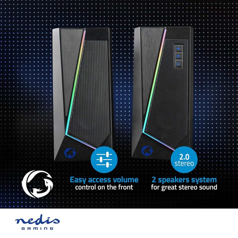 Nedis Gaming Speakers, 18W, USB Powered with 6 RGB Light