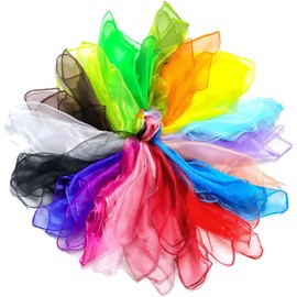 FYSL Pack of 20 Juggling Cloths 60 x 60 cm Dance Cloths Chiffon Cloths Gymnastics Towels Square Juggling Towels Colourful Cloths Dancing for Nursery Children's Show, Colourful Cloths in 20 Colours