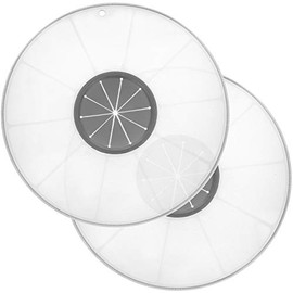 com-four® 2 x Universal Splash Guard Lids for Mixing Bowls - Ideal for Baking and Pureeing - Prevents Splash Stains in the Kitchen (Pack of 02 - Diameter 30 cm, Grey)