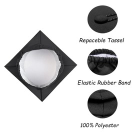 goprety Matte Unisex Graduation Cap with 13 Color Matched Tassel and 2025 Year Charm Black