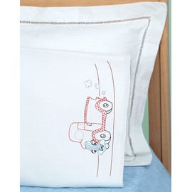 Jack Dempsey Children's Stamped Pillowcase with White Perle Edge 1/Pkg-Old Truck Friend
