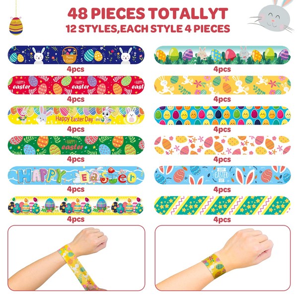 UMEMAXSO UMEMAXSO 48 PCS Easter Slap Bracelets for Kids C
