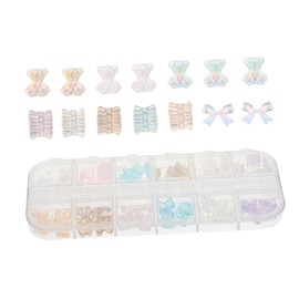 Healeved Flower Nail Art Decor Cute Bear Accents Small Accessories for Manicure for Parties and Personal Use