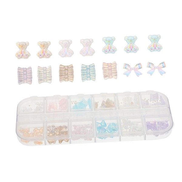 Healeved Flower Nail Art Decor Cute Bear Accents Small Accessories