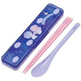 Skater CCS3SAAG-A Little Twin Stars Chopsticks & Spoon Set, 7.1 inches (18 cm), Nemurin Sanrio Antibacterial, For Adults, Made in Japan