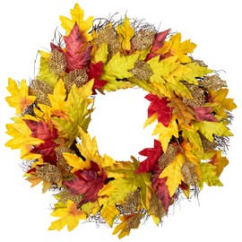 Maple Leaf Artificial Fall Harvest Wreath - 22"