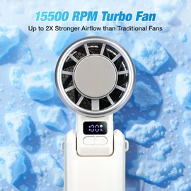 Chudeilo Portable Turbo Handheld Fan with ICE Cooling – 4000mAh Battery, 5-Speed Wind, Brushless Motor, Fast Charging USB-C, FFoldable, Wearable & Desktop Use, Mini Fan for Outdoor, Travel & Work