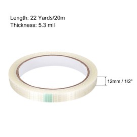 sourcing map Filament Strapping Tape 1/2 Inch x 22 Yards 5.3 Mil Reinforced Fibreglass Tape Transparent