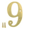 ZW Hardware A100 4 Inch Bright Brass House Number 9