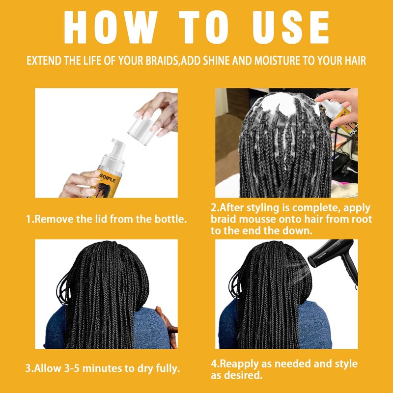 Braid Foam Control Braid Mousse for Braids Twist, Locs, No
